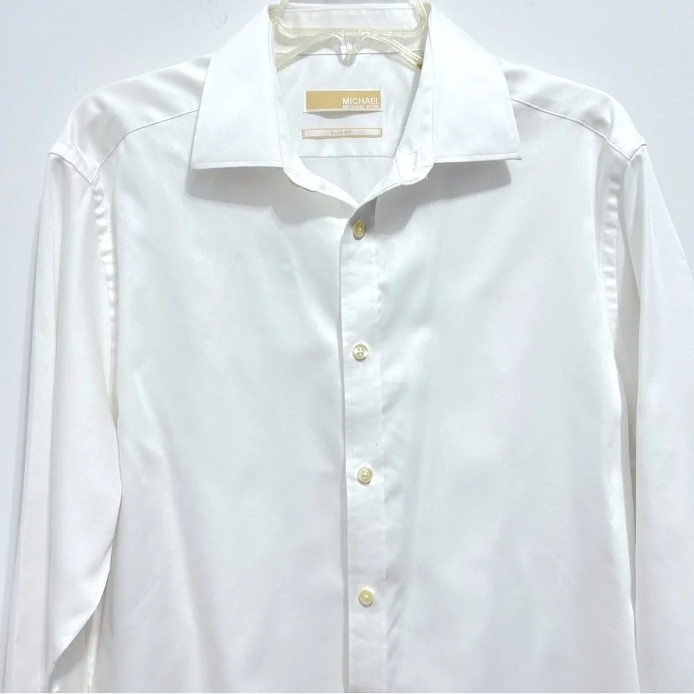 MICHAEL Michael Kors Slim Fit Women White Poplin Button Down Professional Shirt